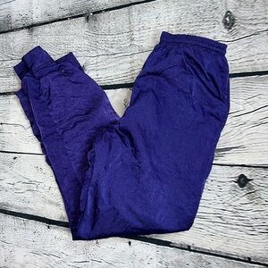VINTAGE Athleisure Purple Sateen Windbreaker Jogger Track Pants, Size S